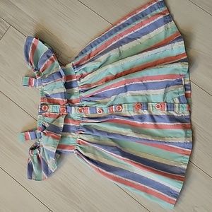 Penelope Mack Stripped Off The Shoulder Toddler Size 18m Dress Easter Gold Trim